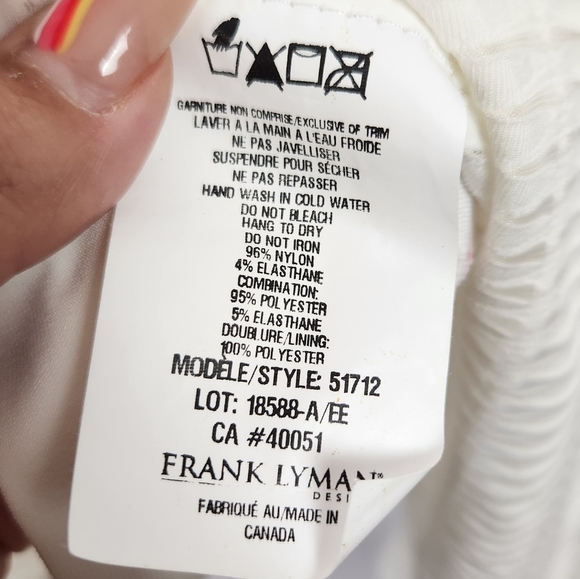 Frank Lyman Off White Textured Tunic Top 3/4 Sleeves Stretchy Dressy Size 12 - Picture 6 of 9